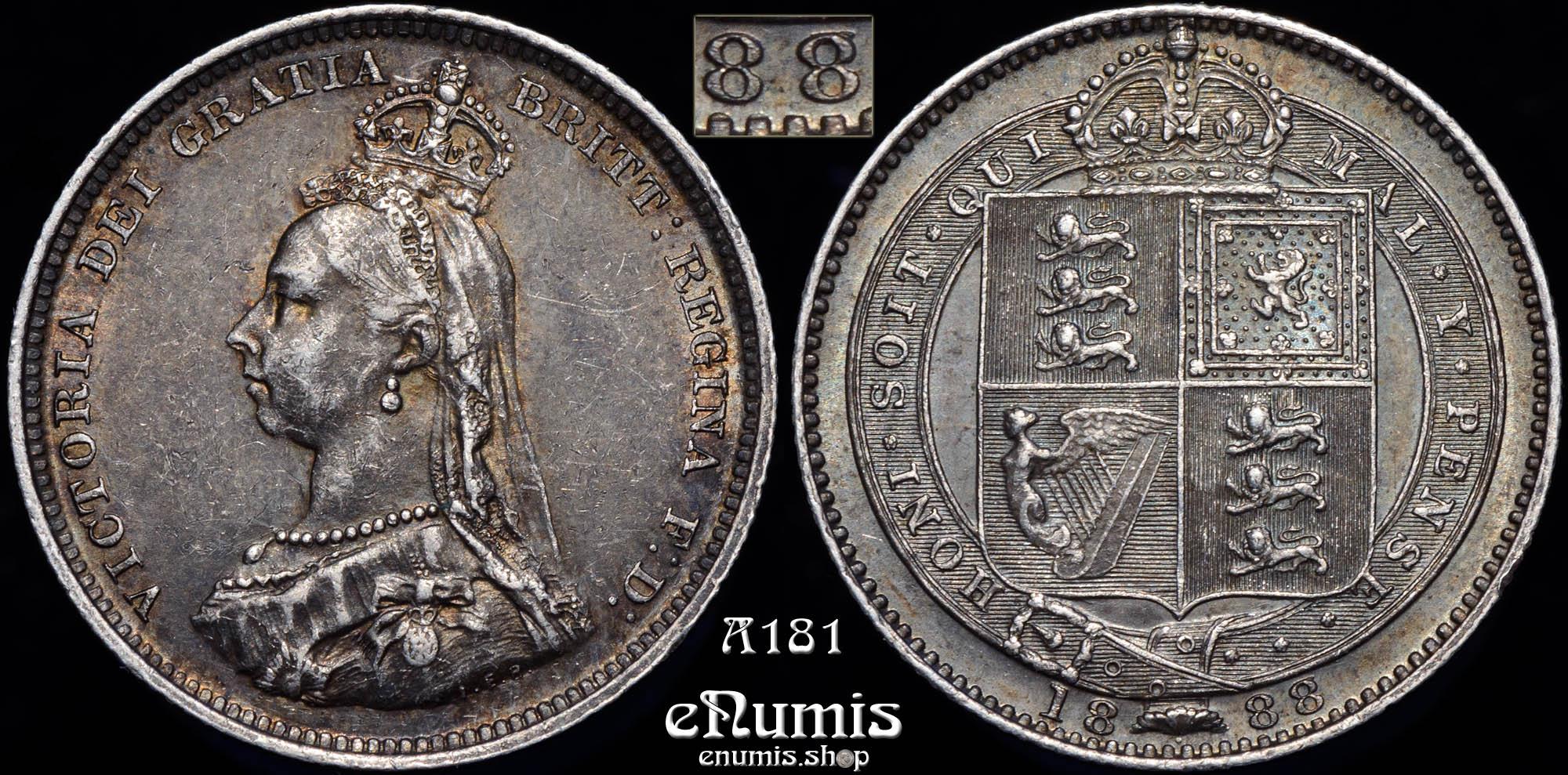 Great Britain, Victoria, Shilling 1888/7, nicely toned, XF+/XF-UNC