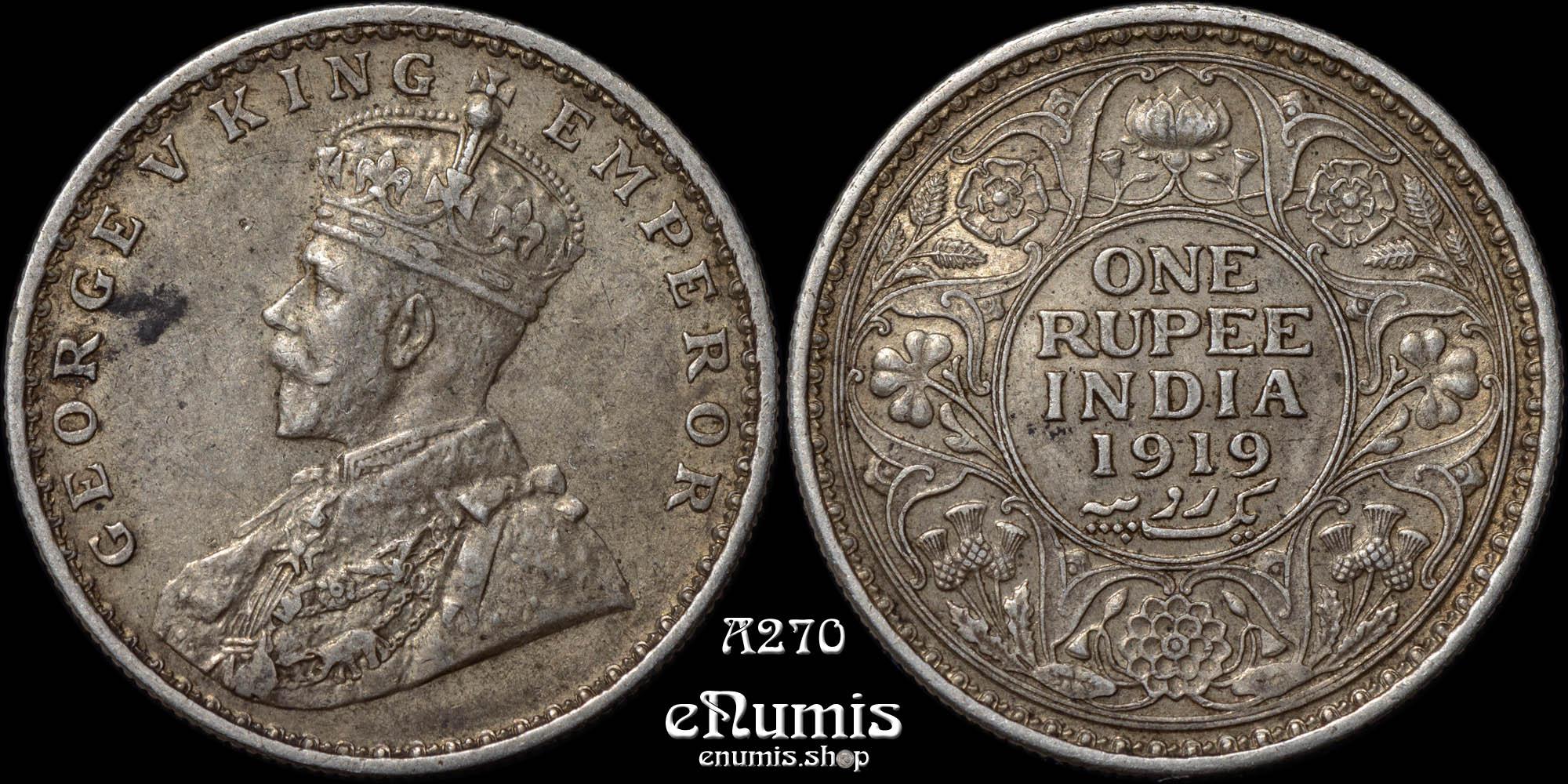 INDIA, George V, Rupee 1919, Calcutta, toned, XF-UNC
