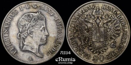 AUSTRIA, Ferdinand I, 20 Kreuzer 1836 A, scarce, VF-XF