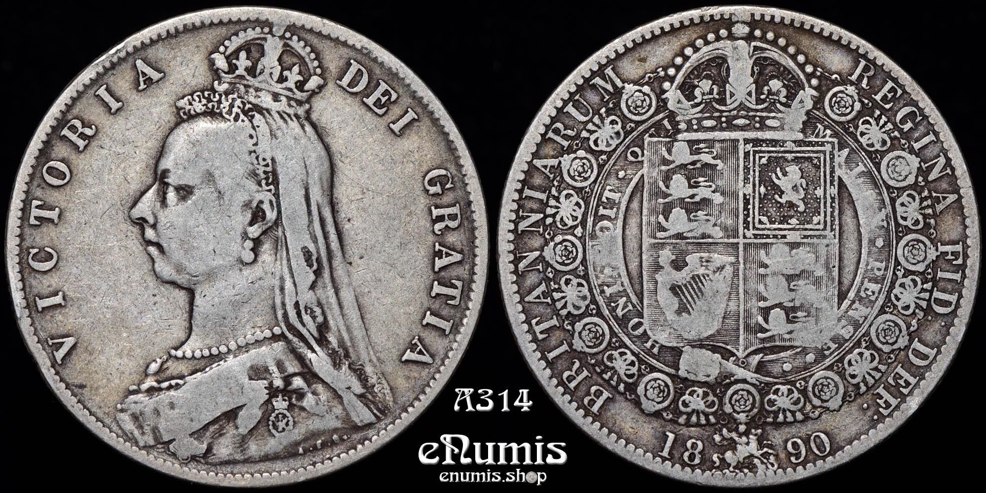 Great Britain, Victoria, Halfcrown 1890, Fine+ Great Britain, Victoria, Halfcrown 1890, Fine+