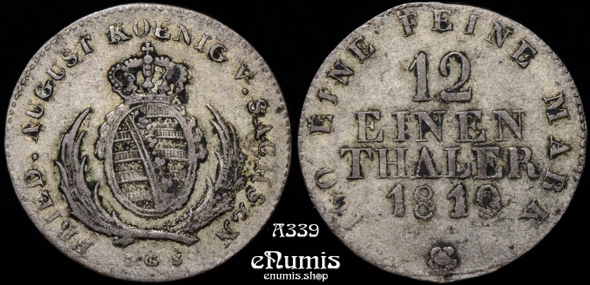 GERMANY SAXONY, Friedrich August I, 1/12 Taler 1819, VF-XF GERMANY SAXONY, Friedrich August I, 1/12 Taler 1819, VF-XF