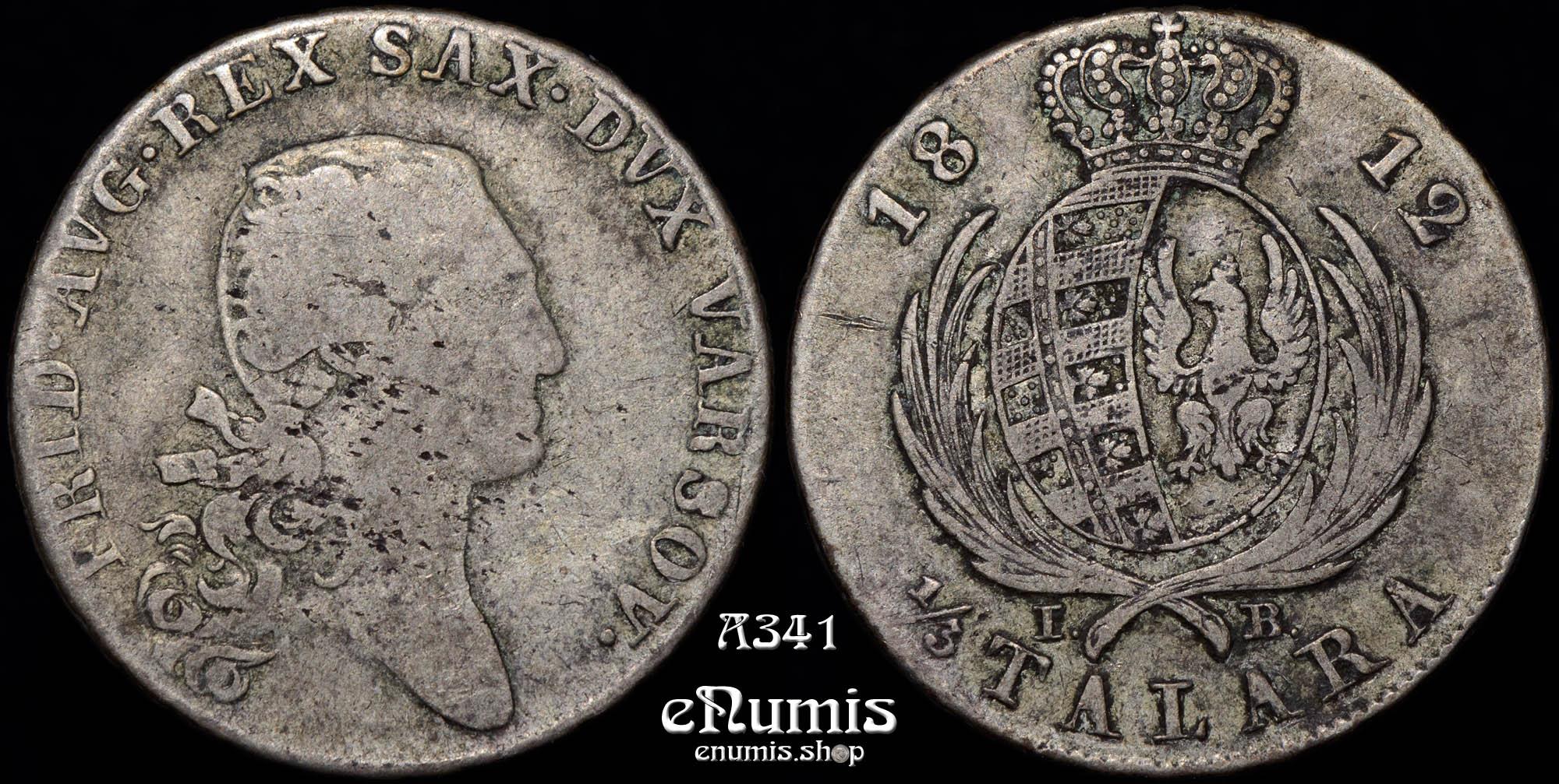 POLAND, Friedrich August I, 1/3 Talara 1812, VF/VF+