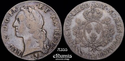 FRANCE, Louis XV, Ecu 1750, Bearn Pau, Rare, VF