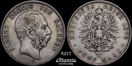 GERMANY SAXONY, Albert, 5 Mark 1876, toned, VF