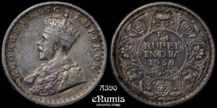 INDIA, George V, 1/4 Rupee 1936, Calcutta, toned, XF-UNC