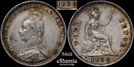 Great Britain, Victoria, 4 Pence 1888, Narrow date, aUNC
