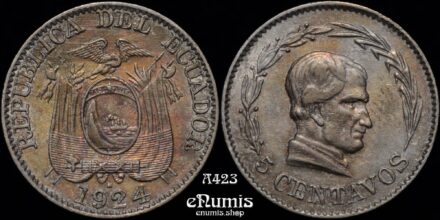 ECUADOR, 5 Centavos 1924 H, nicely toned, UNC