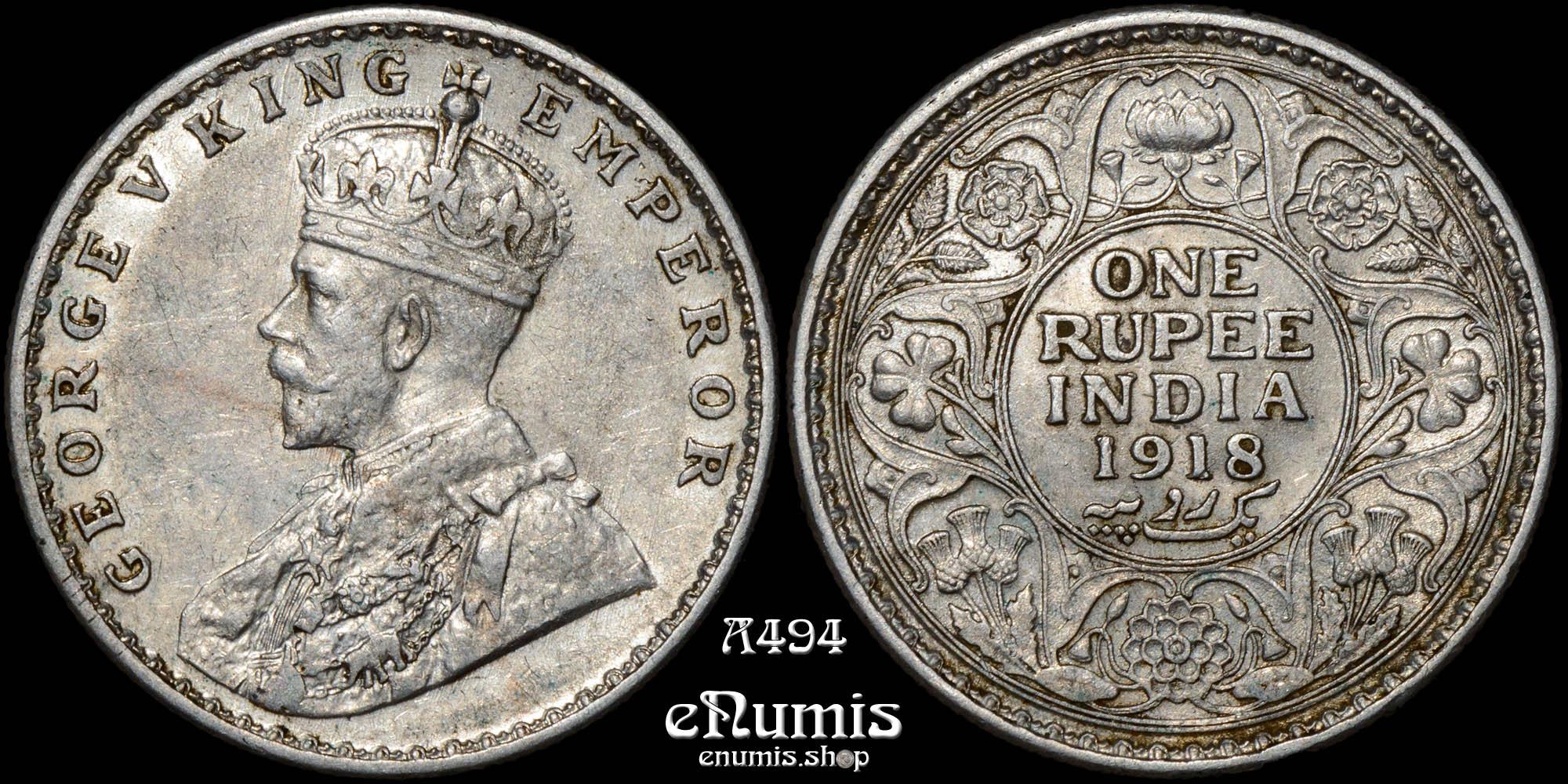 INDIA, George V, Rupee 1918, Calcutta, aXF/aUNC