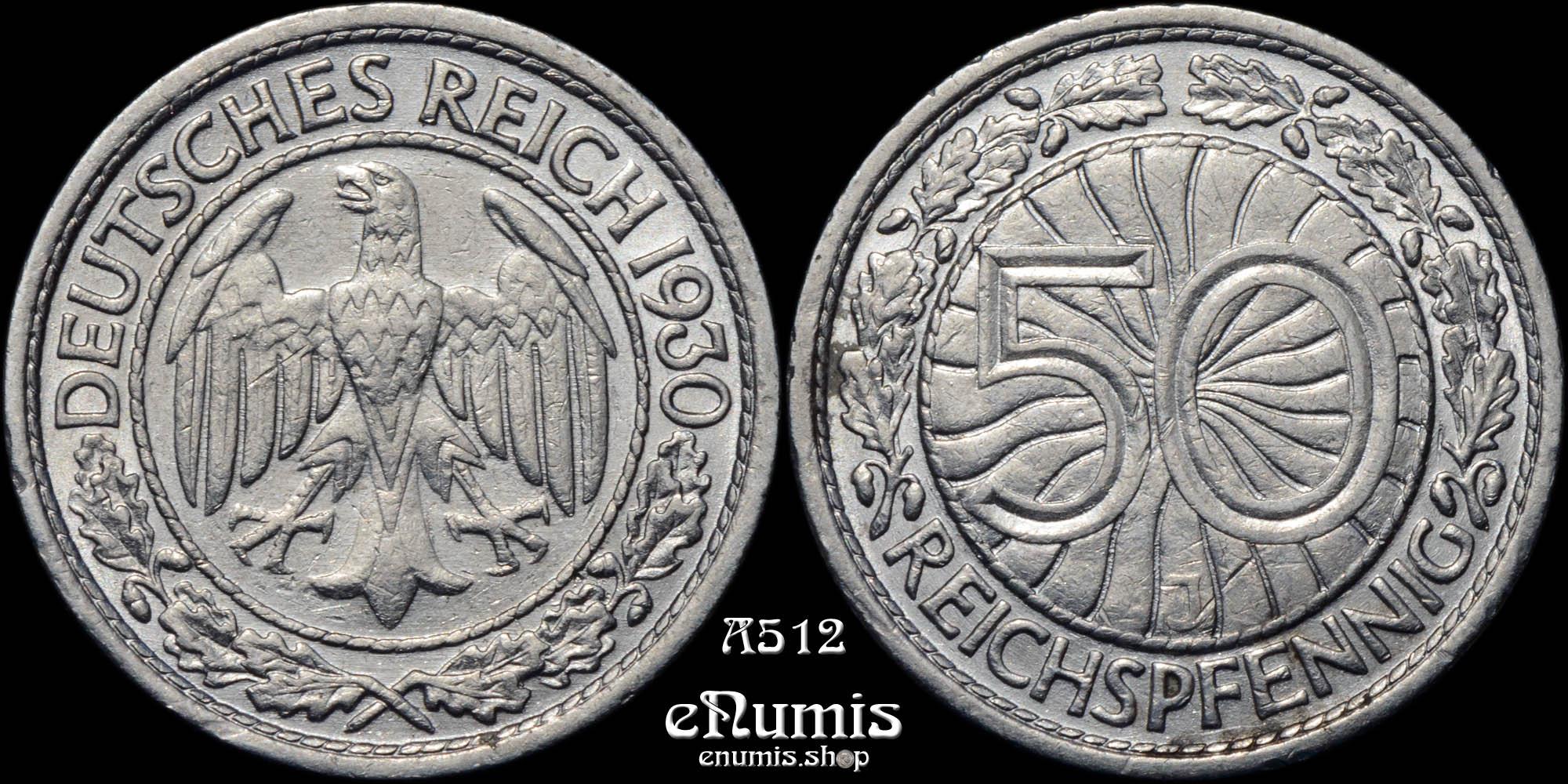 GERMANY WEIMAR REPUBLIC, 50 Pfennig 1930 J, rare, XF+