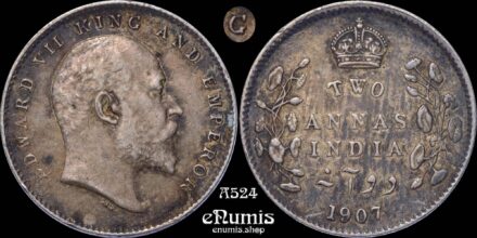 INDIA, Edward VII, 2 Annas 1907, Calcutta, toned, broken G in KING, XF+