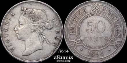 BRITISH HONDURAS, Victoria, 50 Cents 1894, VF+