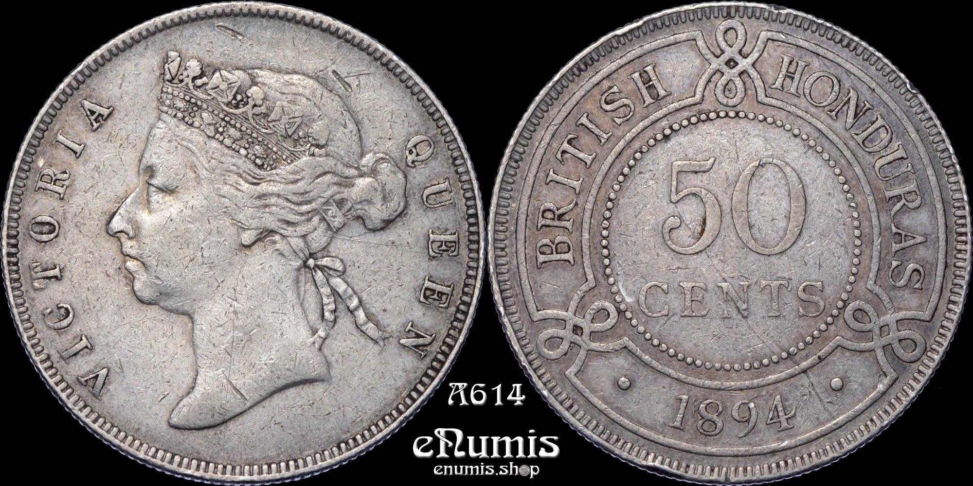 BRITISH HONDURAS, Victoria, 50 Cents 1894, VF+