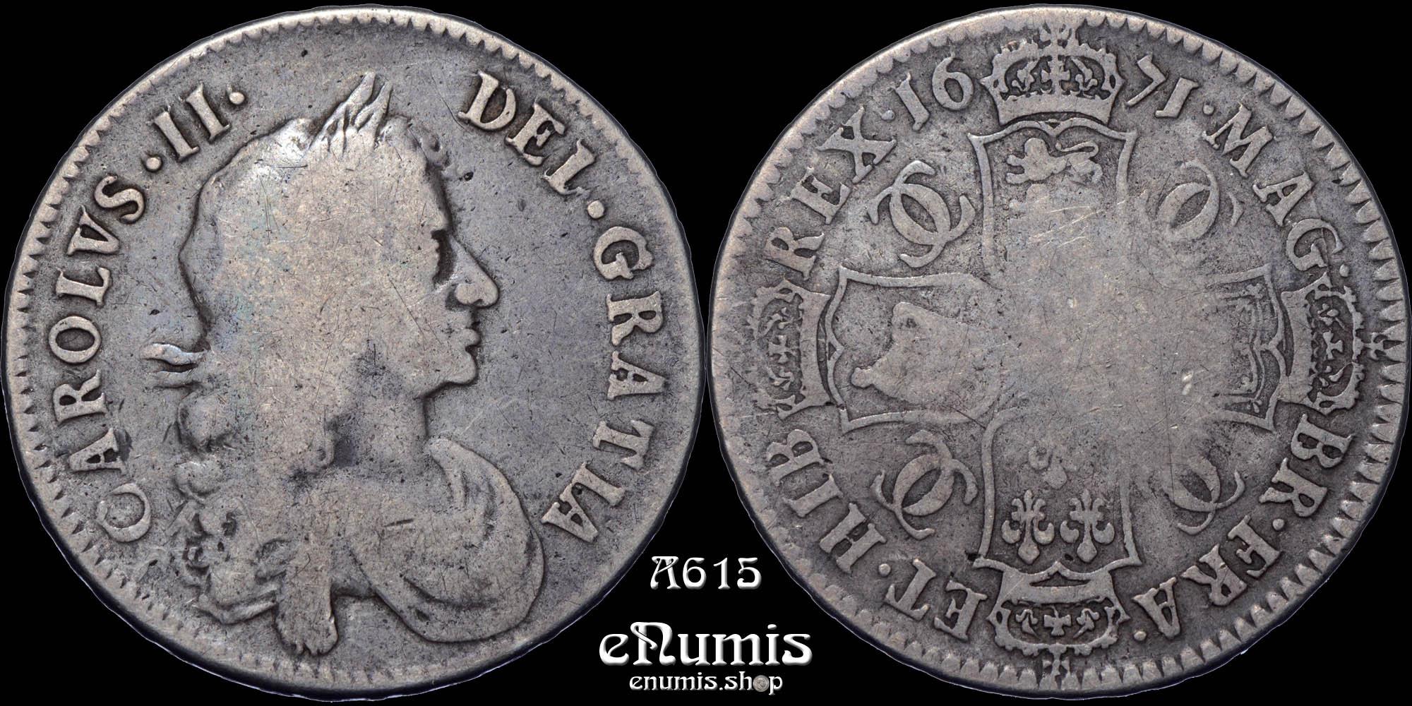 Great Britain, Charles II, Halfcrown 1671, Vicesimo Tertio, VF