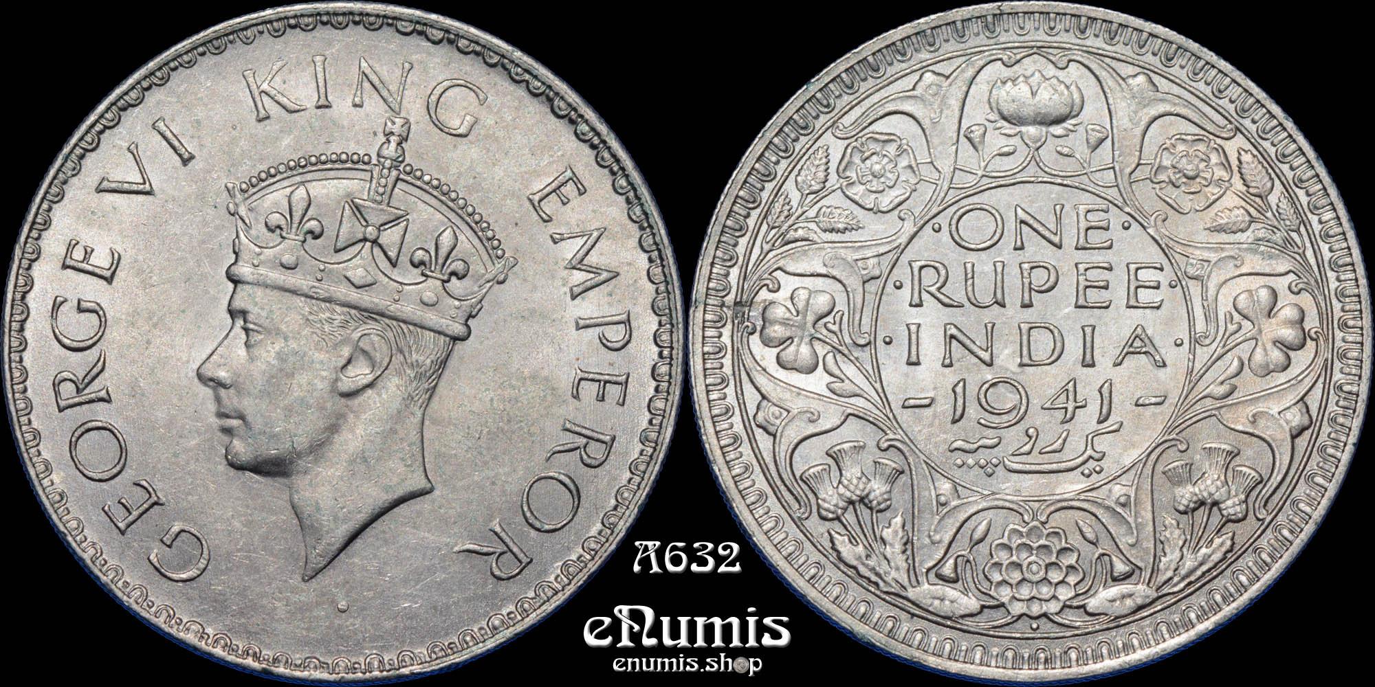 INDIA, George VI, Rupee 1941, Bombay, UNC INDIA, George VI, Rupee 1941, Bombay, UNC