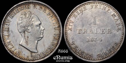 GERMANY HANNOVER, William IV, Taler 1834, better year, XF+