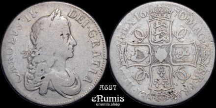 Great Britain, Charles II, Crown 1670, Secvndo, RARE!, 10 strings, aVF