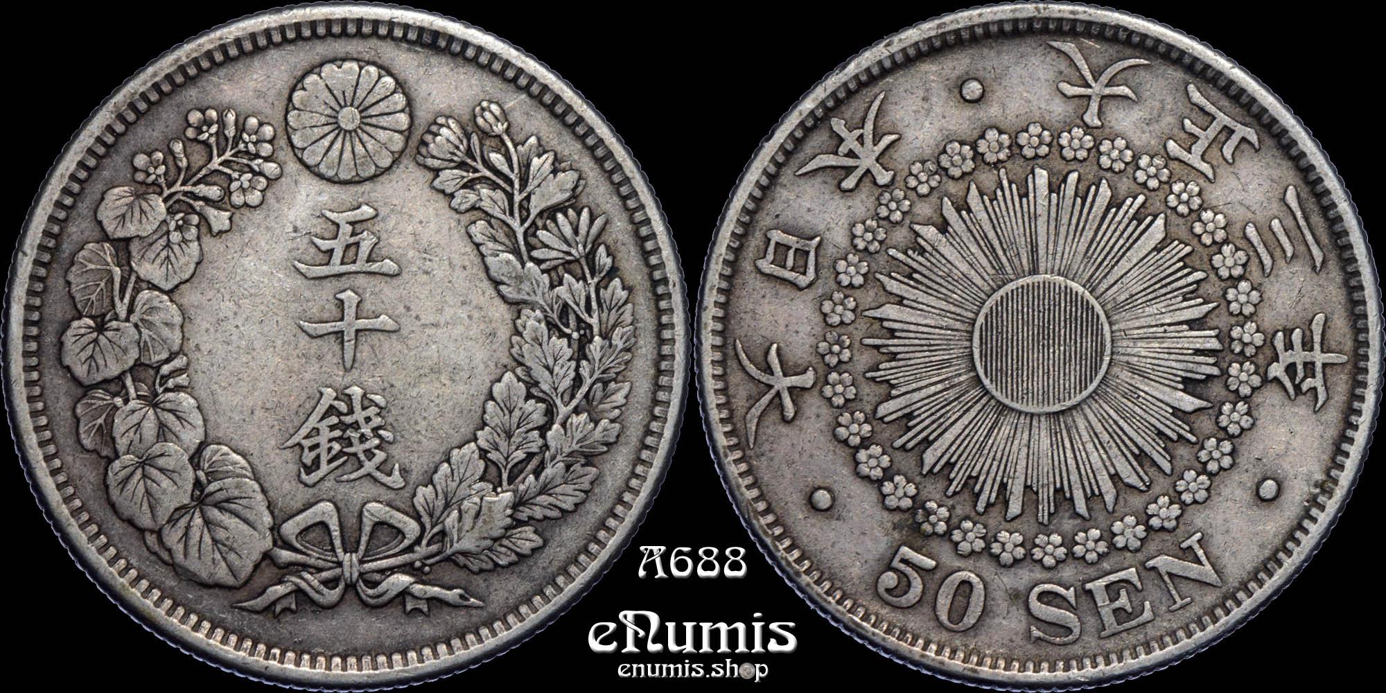 JAPAN, Taisho, 50 Sen 1914, year 3, toned, XF