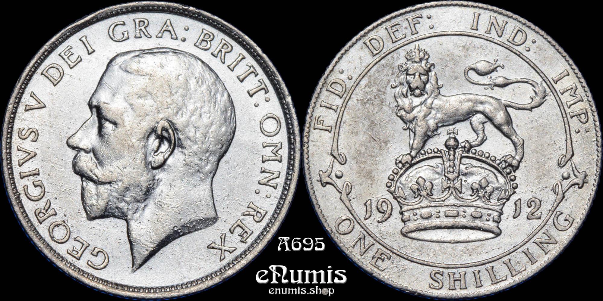 Great Britain, George V, Shilling 1912, better year, scarce type, aUNC