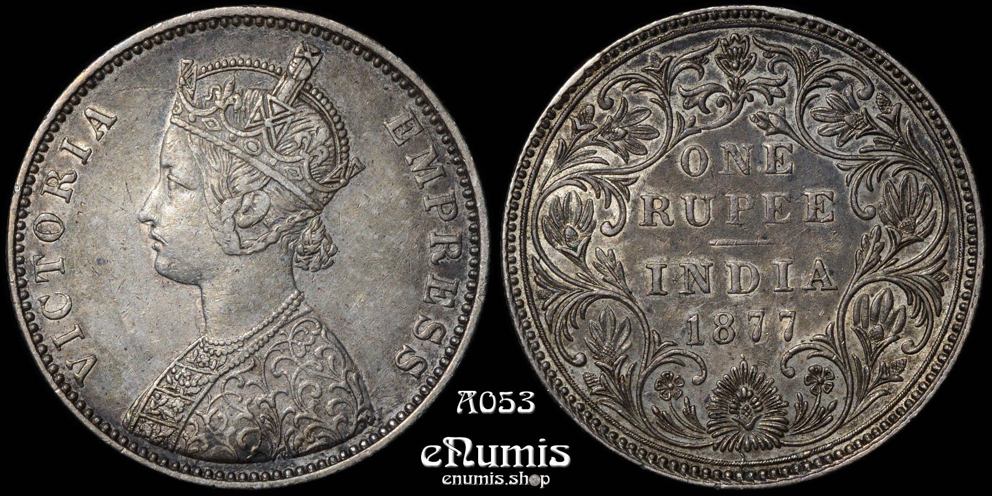 INDIA, Victoria, Rupee 1877, Bombay, A3/II, toned, XF+