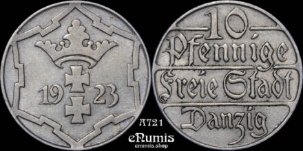 DANZIG, 10 Pfennig 1923, XF+