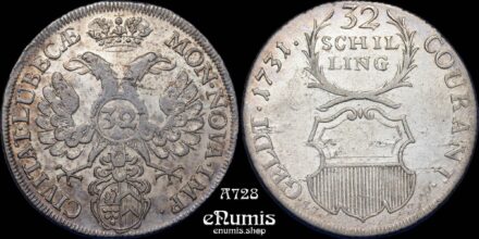 GERMANY LUBECK, 32 Schilling 1731, J.J.J., XF+