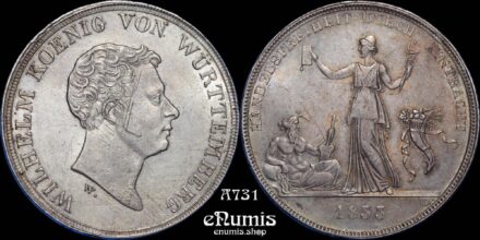 GERMANY WURTTEMBERG, Wilhelm I, Taler 1833, Toned, aUNC