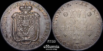 GERMANY Brunswick Wolfenbuttel, 16 Gute Groschen 1785, toned, XF