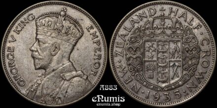 NEW ZEALAND, George V, Halfcrown 1935, XF-UNC