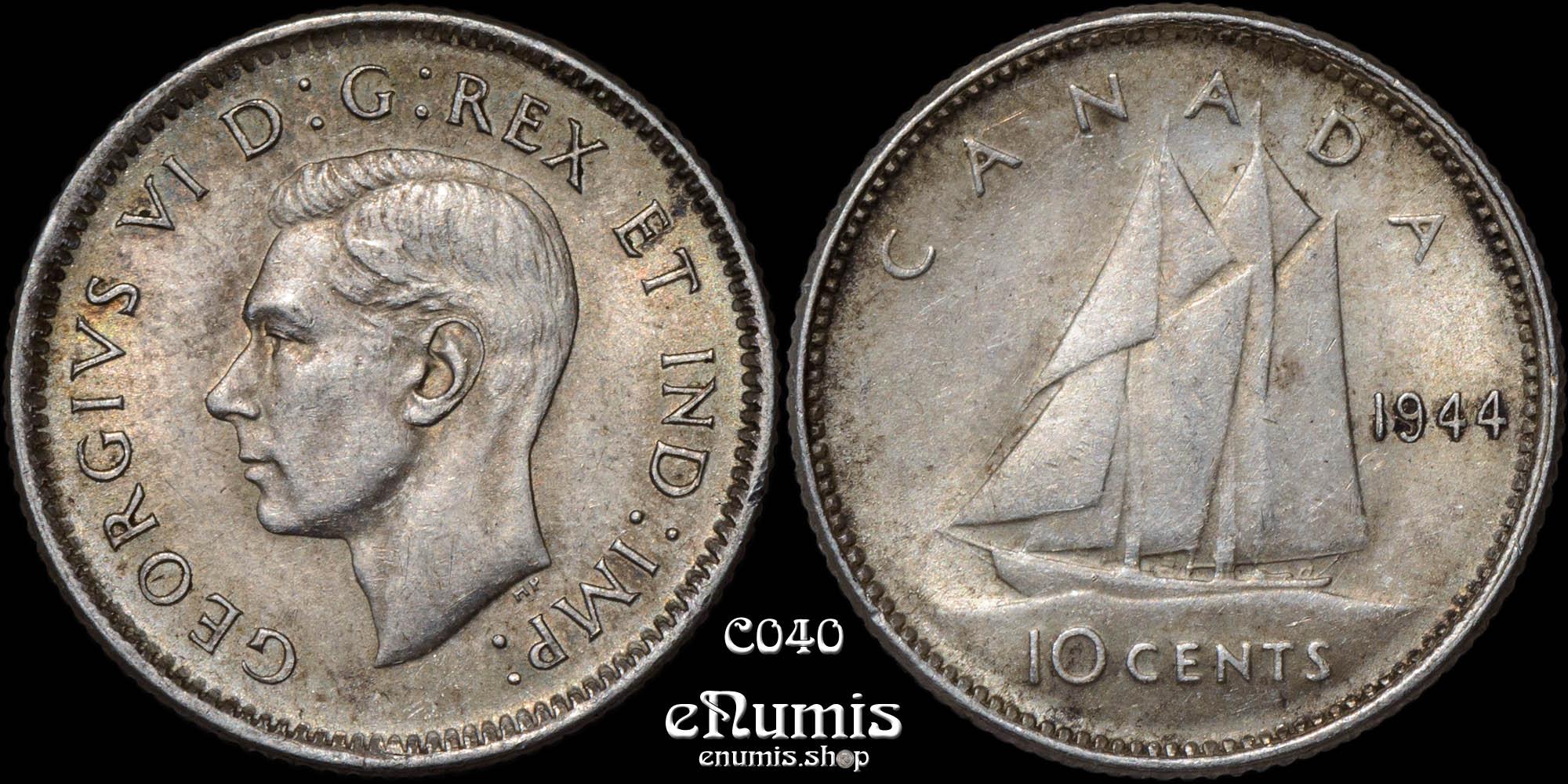 CANADA, George VI, 10 Cents 1944, UNC/aUNC