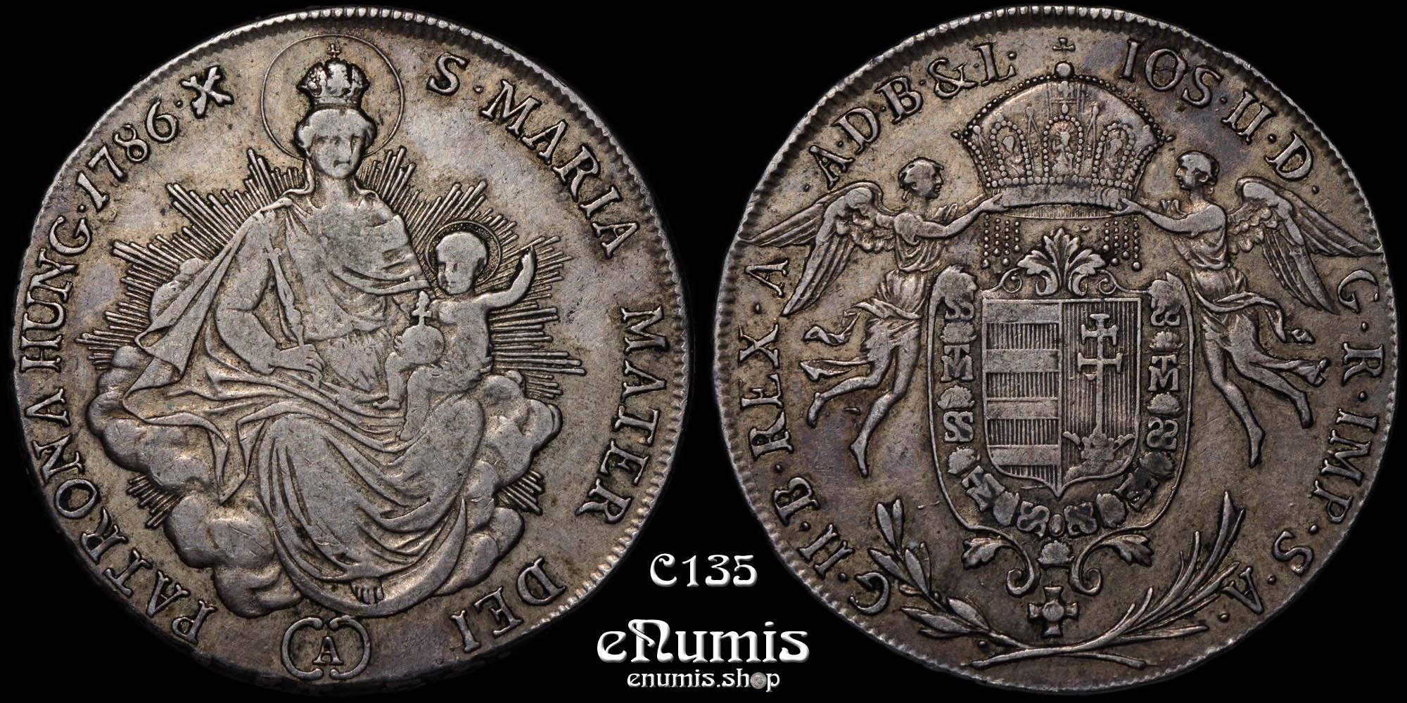 AUSTRIA, HUNGARY, Joseph II, 1/2 Taler 1786, VF-XF
