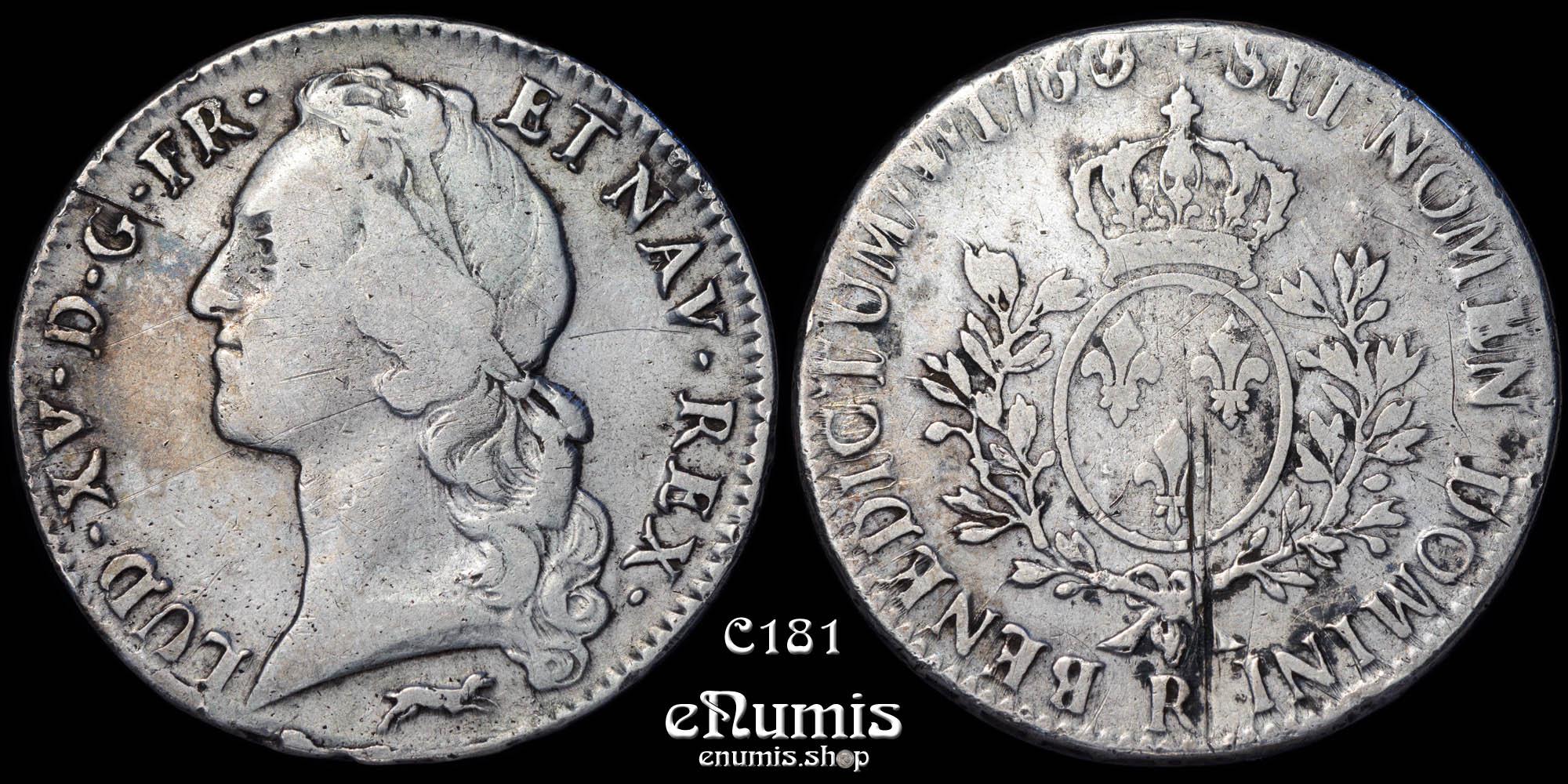 FRANCE, Louis XV, Ecu 1763 R, Orleans, VF