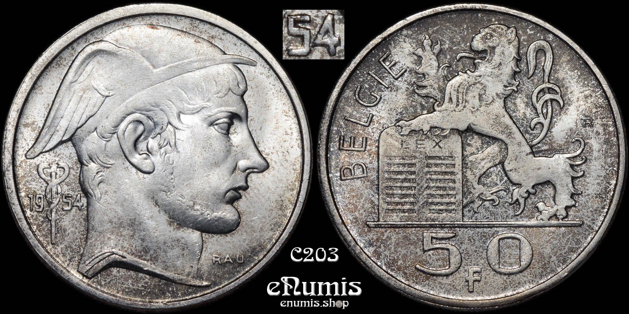 BELGIUM, Baudouin, 50 Francs 1954, BELGIE, Double date, UNC BELGIUM, Baudouin, 50 Francs 1954, BELGIE, Double date, UNC