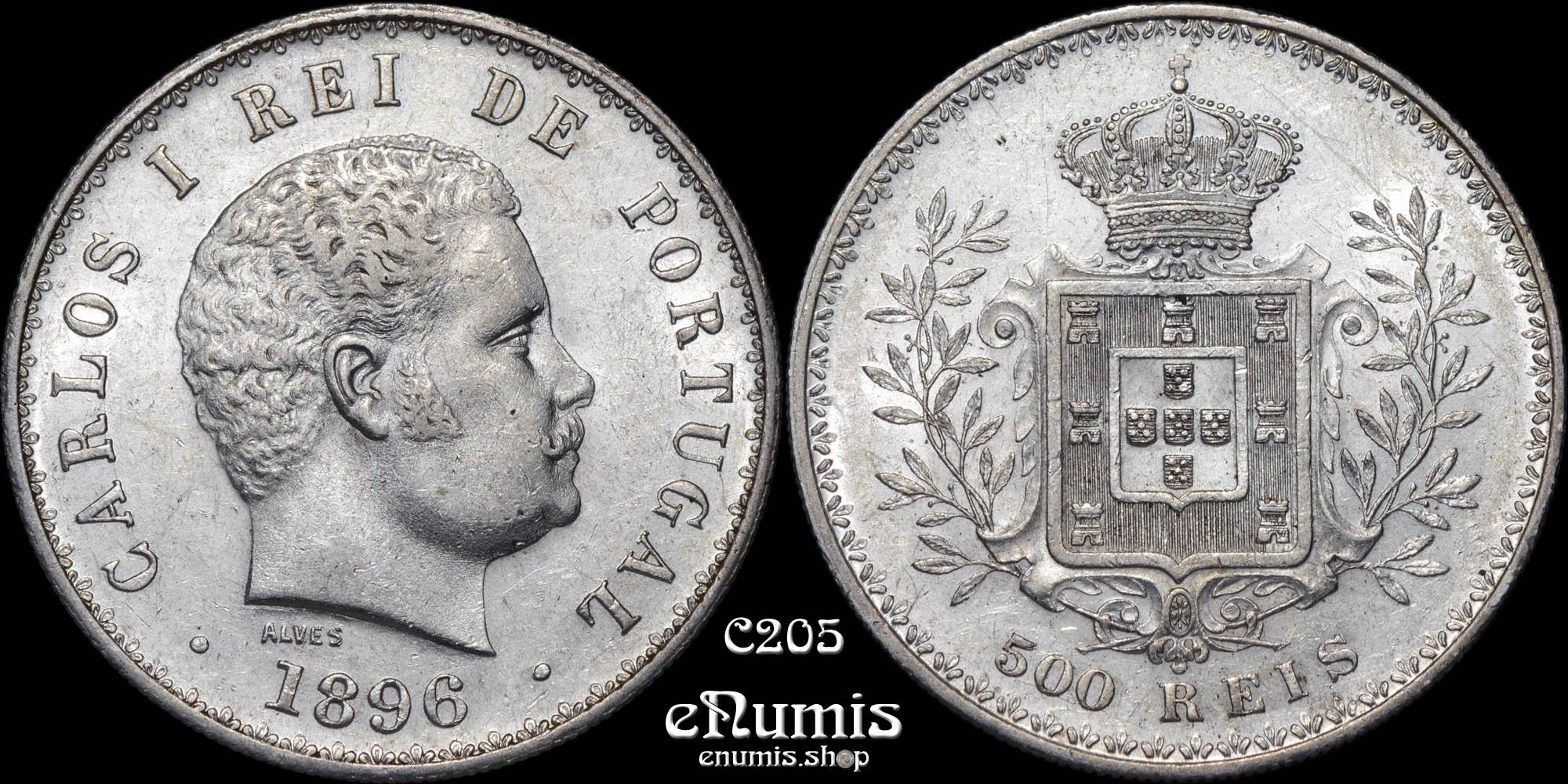 PORTUGAL, Carlos I, 500 Reis 1896, aUNC