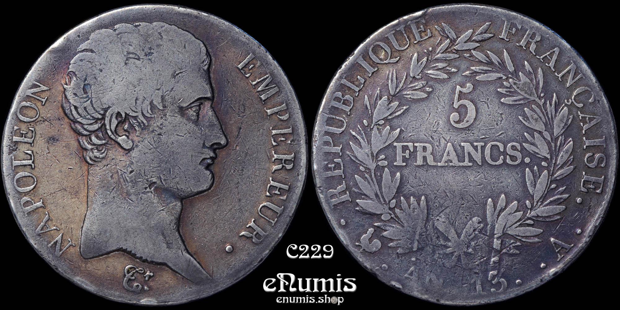 FRANCE, Napoleon I, 5 Francs AN 13 A, 1805, toned, aVF FRANCE, Napoleon I, 5 Francs AN 13 A, 1805, toned, aVF