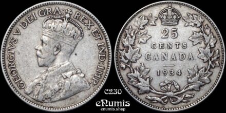 CANADA, George V, 25 Cents 1934, VF+