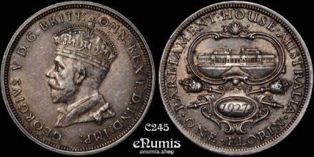 AUSTRALIA, George V, Florin 1927, toned, Opening of Parliament House, aUNC