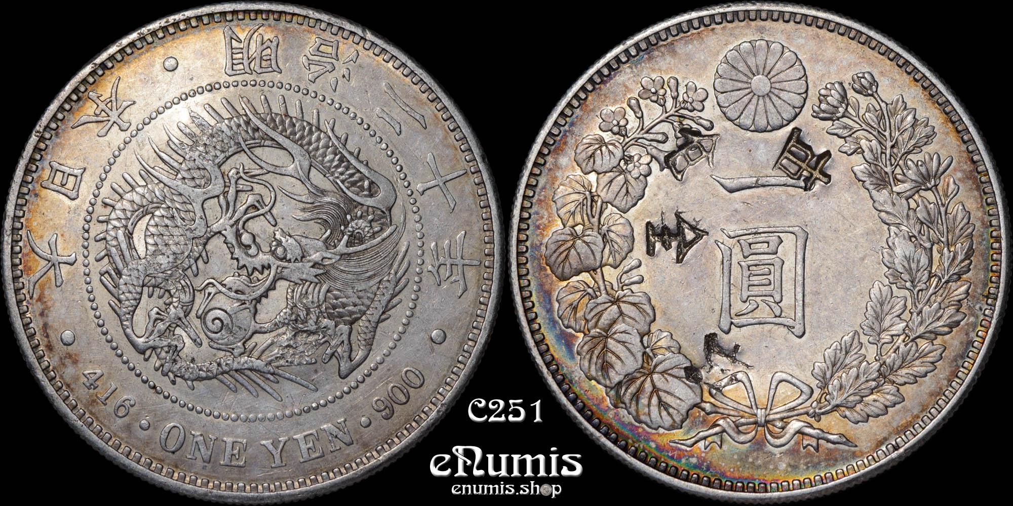 JAPAN, Meiji, Yen 1887, Year 20, 4 chopmarks, aUNC