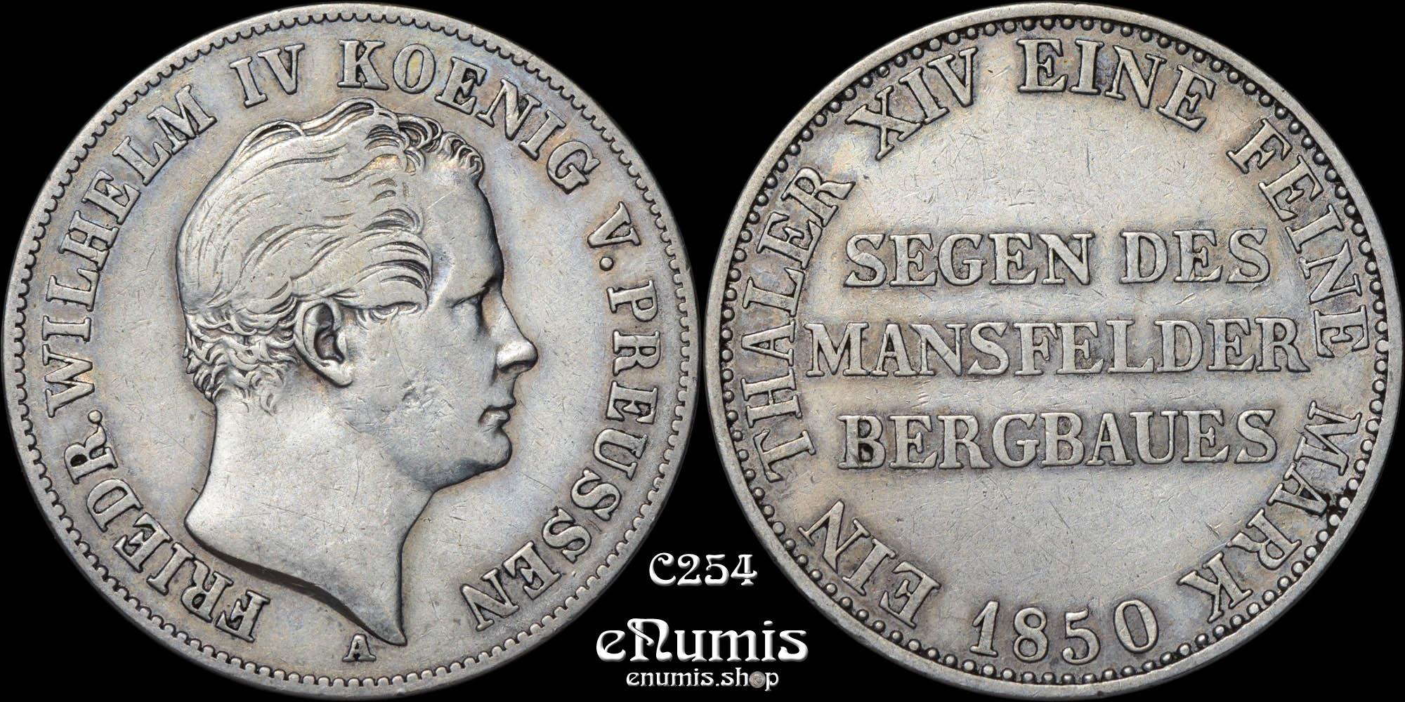 GERMANY PRUSSIA, Friedrich Wilhelm IV, Taler 1850, Mining, VF/VF+