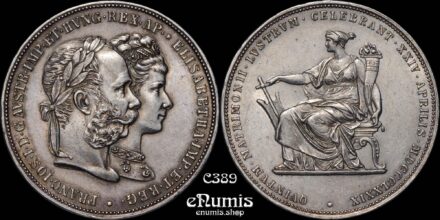 AUSTRIA, Franz Joseph I, 2 Florin Gulden 1879, silver wedding, aUNC
