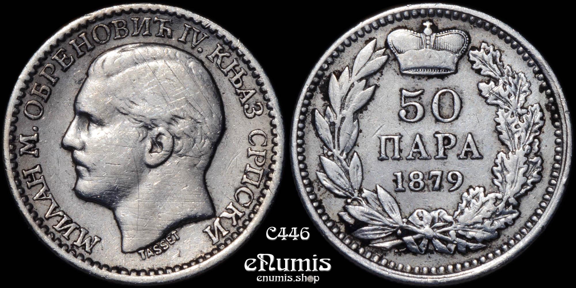 SERBIA, Milan IV, 50 Para 1879, VF+