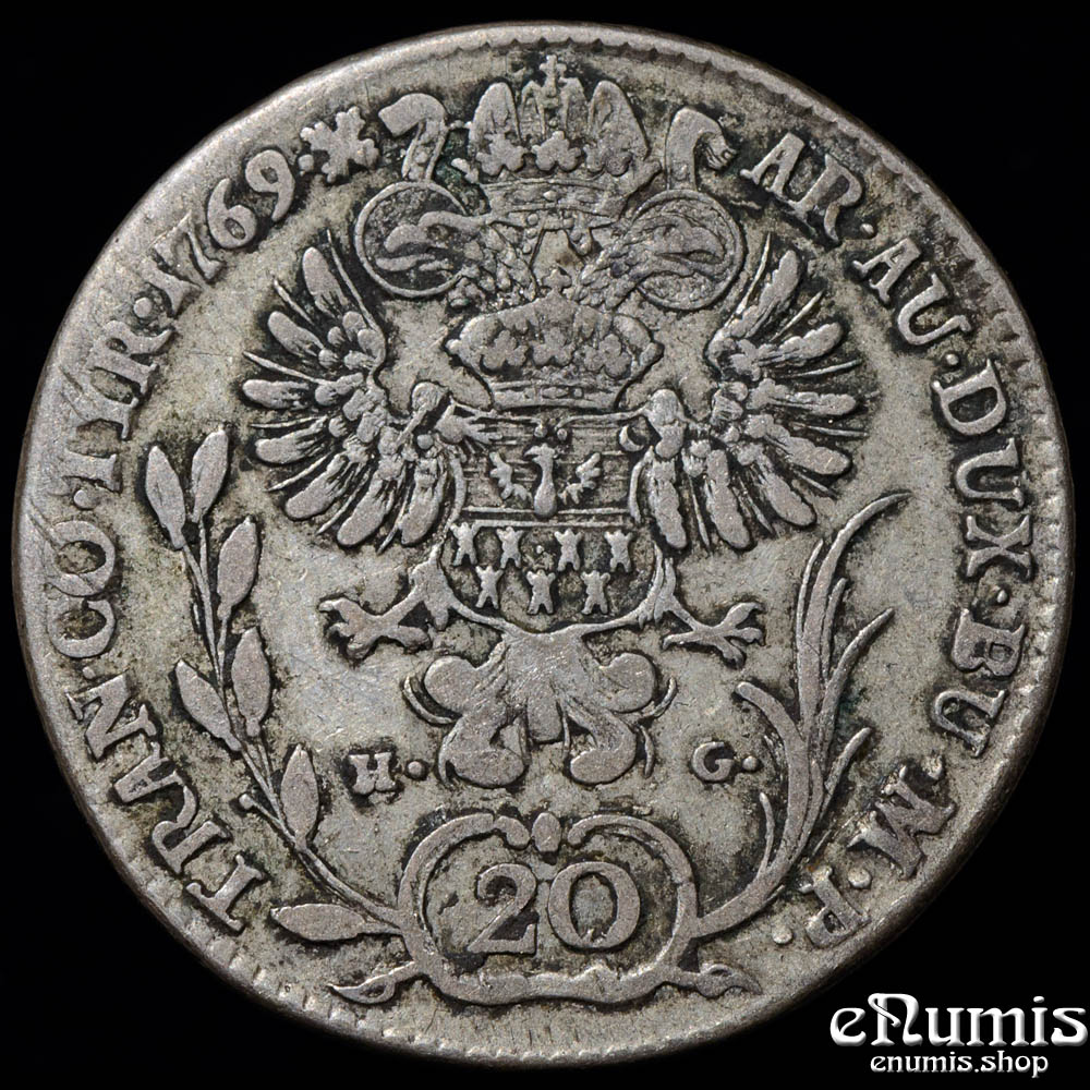 AUSTRIA, TRANSYLVANIA, Maria Theresa, 20 Kreuzer 1769 H-G, Rare