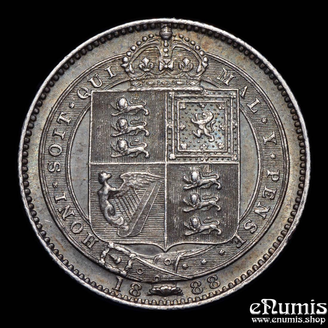 Great Britain, Victoria, Shilling 1888/7, nicely toned, XF+/XF-UNC
