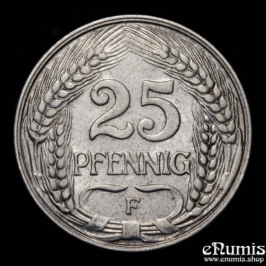 German Empire, 25 Pfennig 1912 F, Stuttgart, XF+