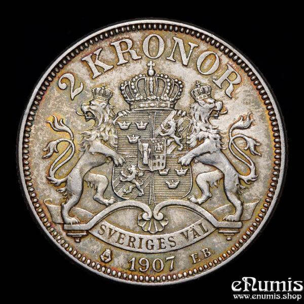 SWEDEN, Oscar II, 2 Kronor 1907, XF+/aUNC • eNumis.shop