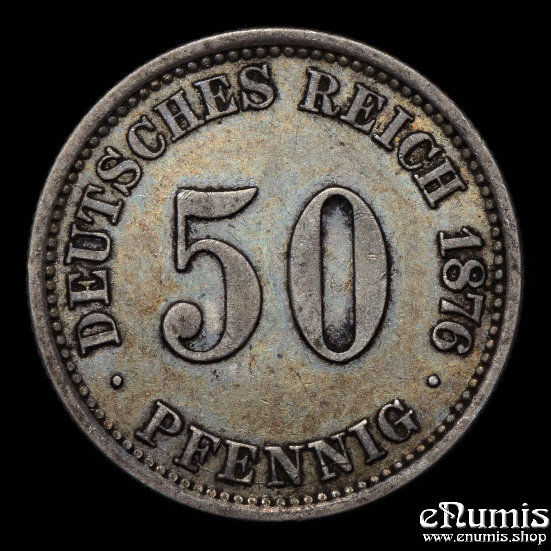 German Empire, 50 Pfennig 1876 E, Dresden, VF-XF