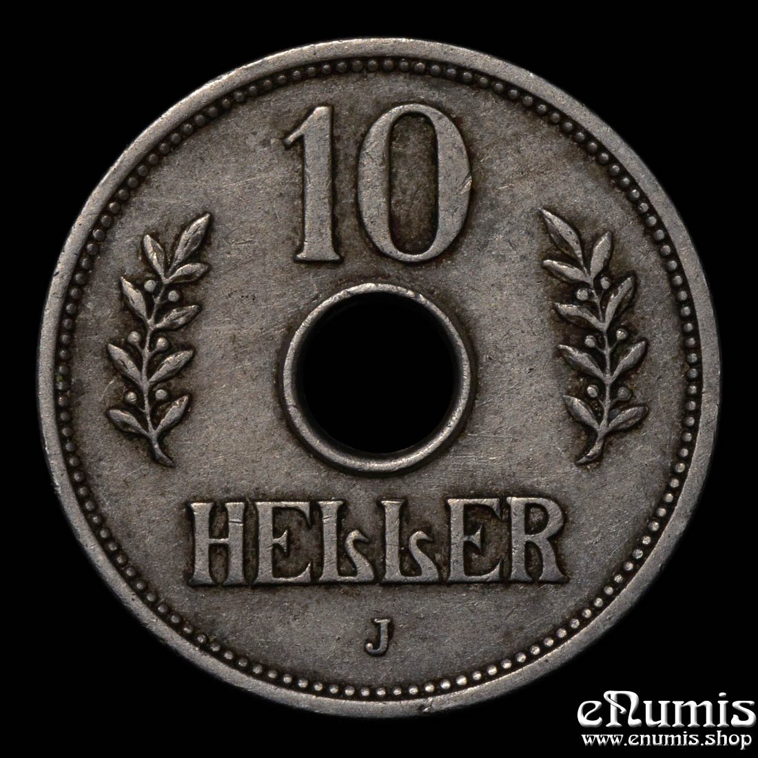 German East Africa, Wilhelm II, 10 Heller 1908 J, aXF