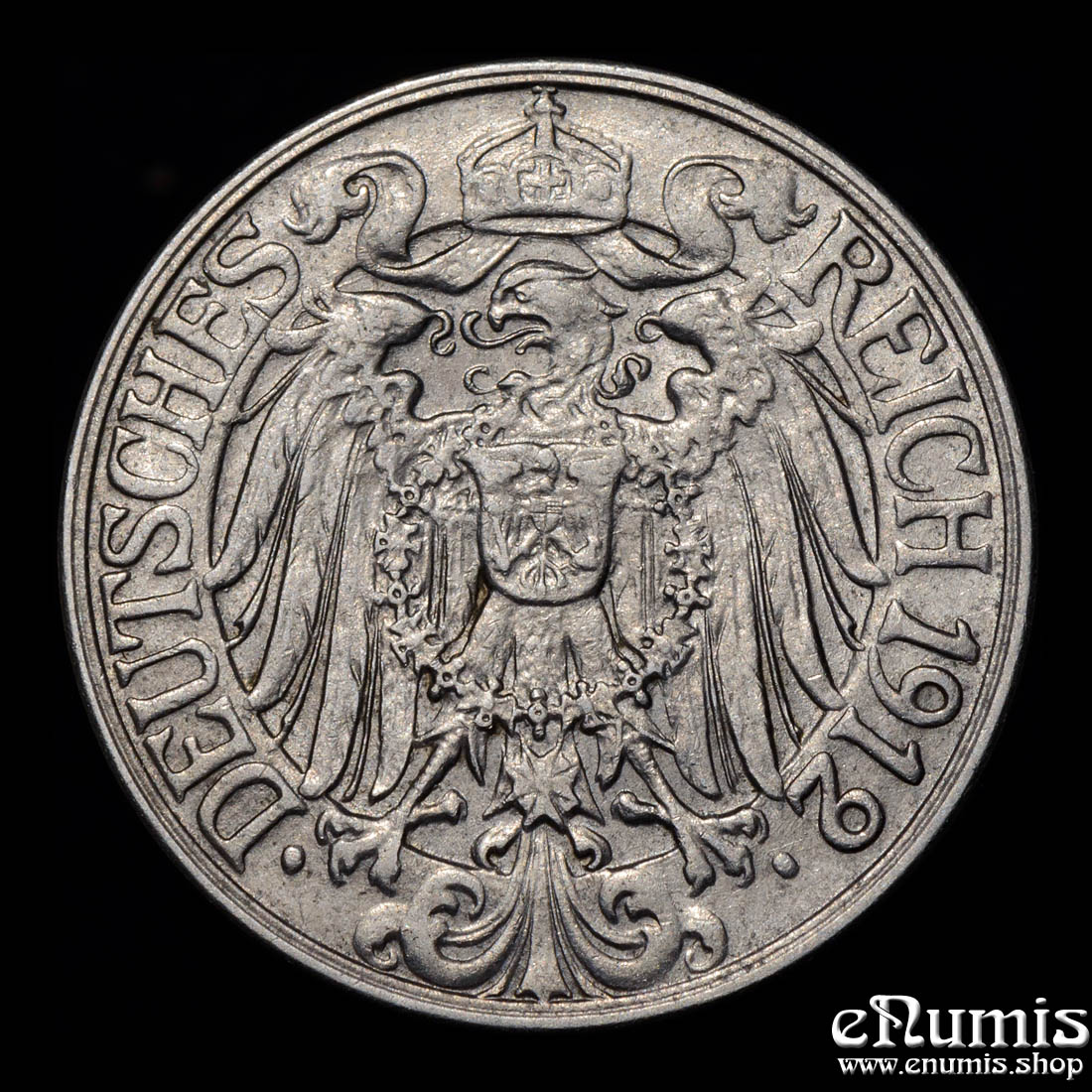 German Empire, 25 Pfennig 1912 F, Stuttgart, XF+