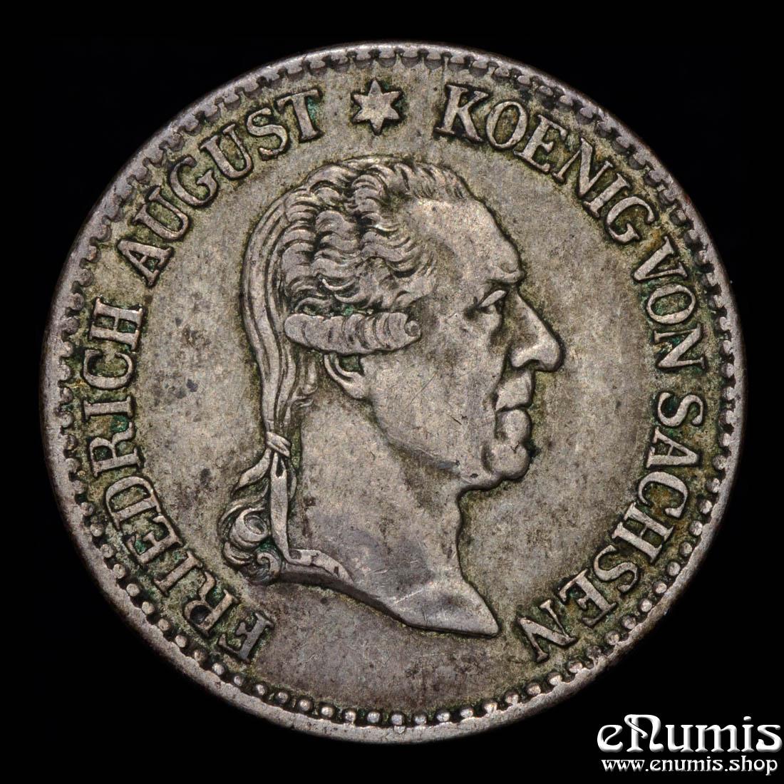 Germany, Saxony, Friedrich August I, 1/6 Taler 1827, XF