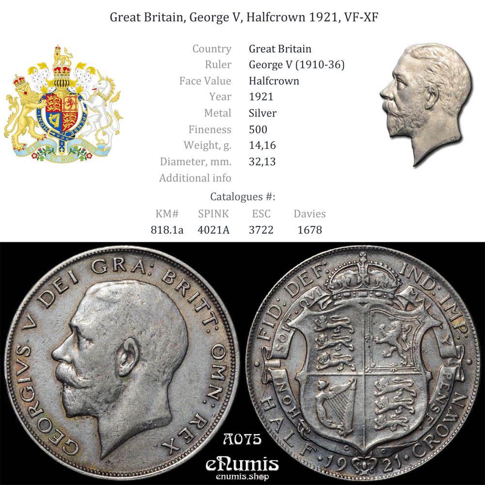 Great Britain, George V, Halfcrown 1921, VF-XF