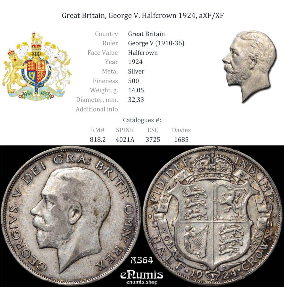 Great Britain, George V, Halfcrown 1924, aXF/XF